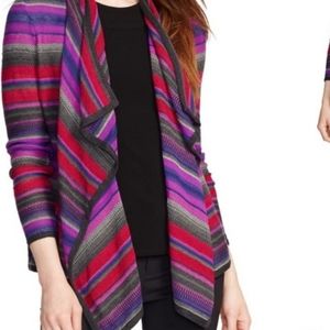 Ralph Lauren Waterfall multi color striped cotton linen knit cardigan